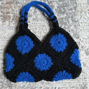 Handcrafted Black and Blue Crochet Bag